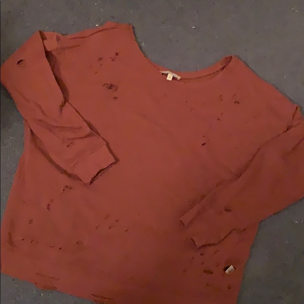 Express one eleven distressed oversized crew neck